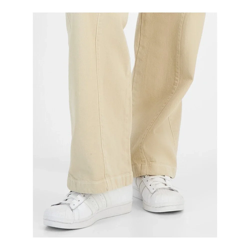 BOSS Orange Wide-Leg Denim Jeans Women's 8 Beige Belt Loops Zip & Button Closure - Picture 6 of 15